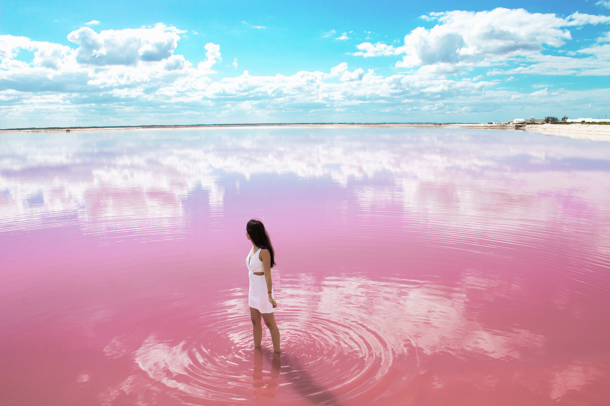 Розовое озеро в Лас-Колорадас, Мексика